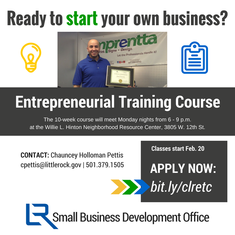 LR Now Accepting Applications for Entrepreneurial Training Course)