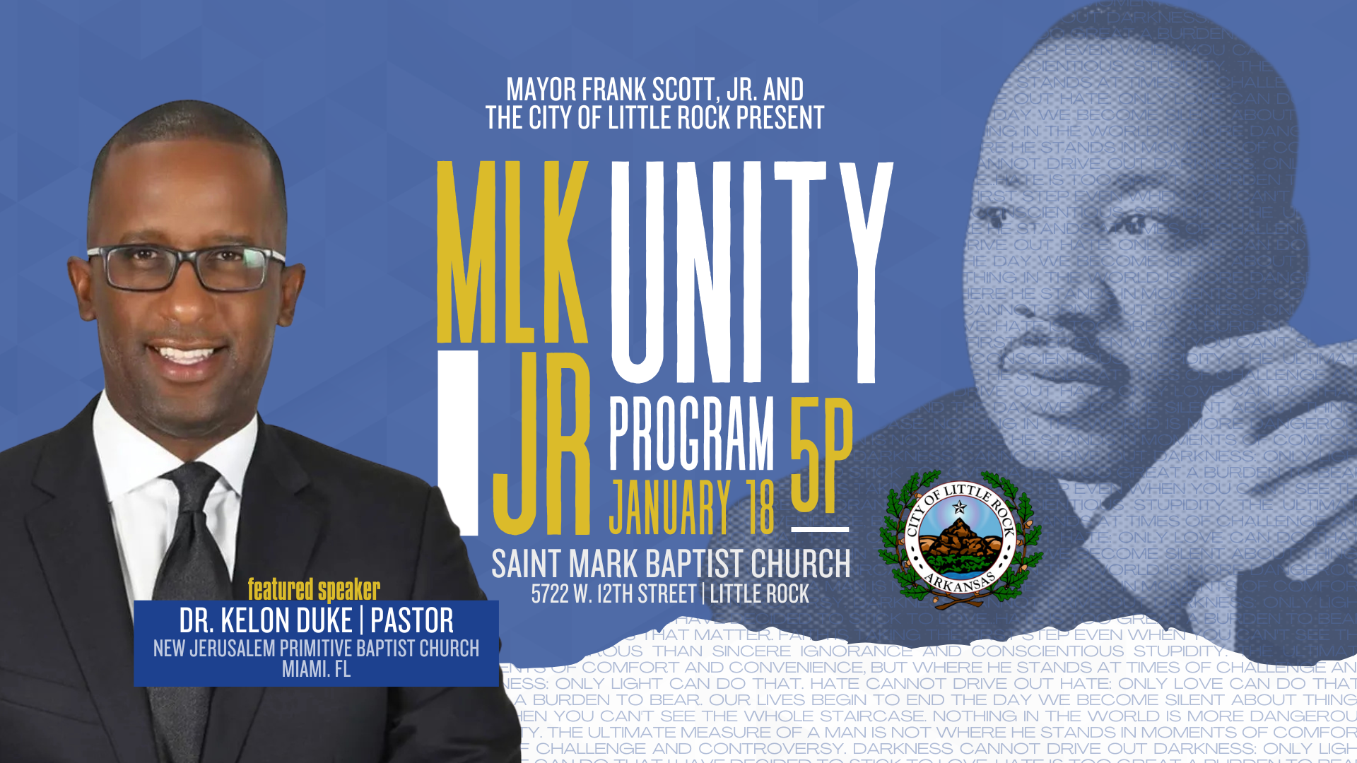Public Invited to Commemorate King Holiday at Annual Unity Service Sunday, Jan. 18)